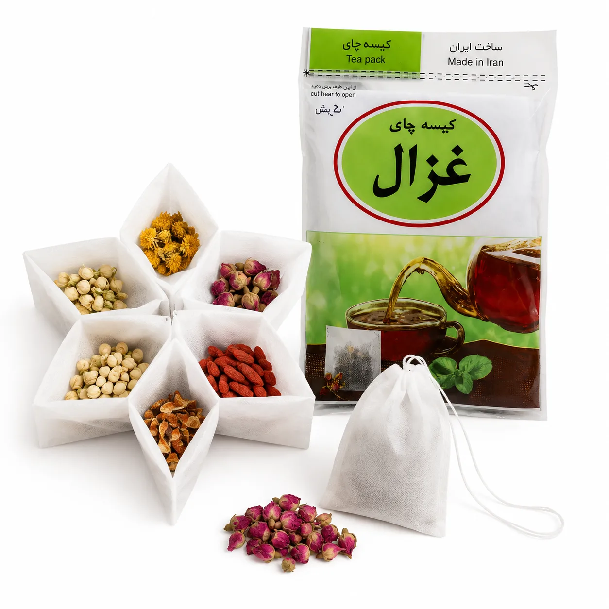 صافی چای و دمنوش یک‌بار مصرف بسته ۶۰ عددی